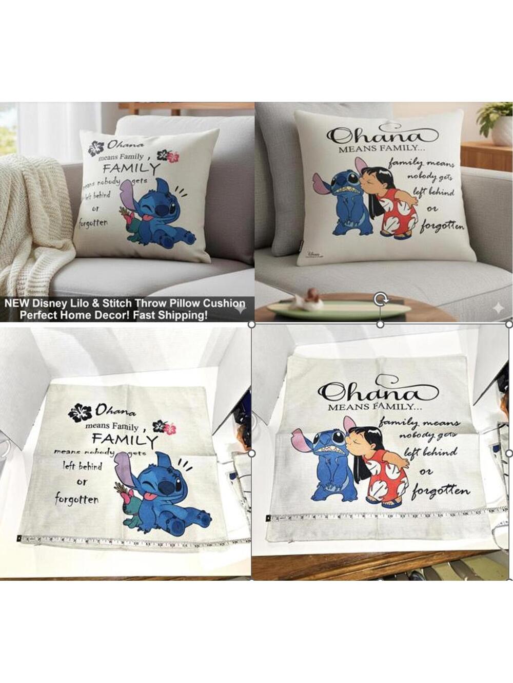 Disney Lilo and Stitch Throw Pillow Covers for 18"x18" / Set of Four / New